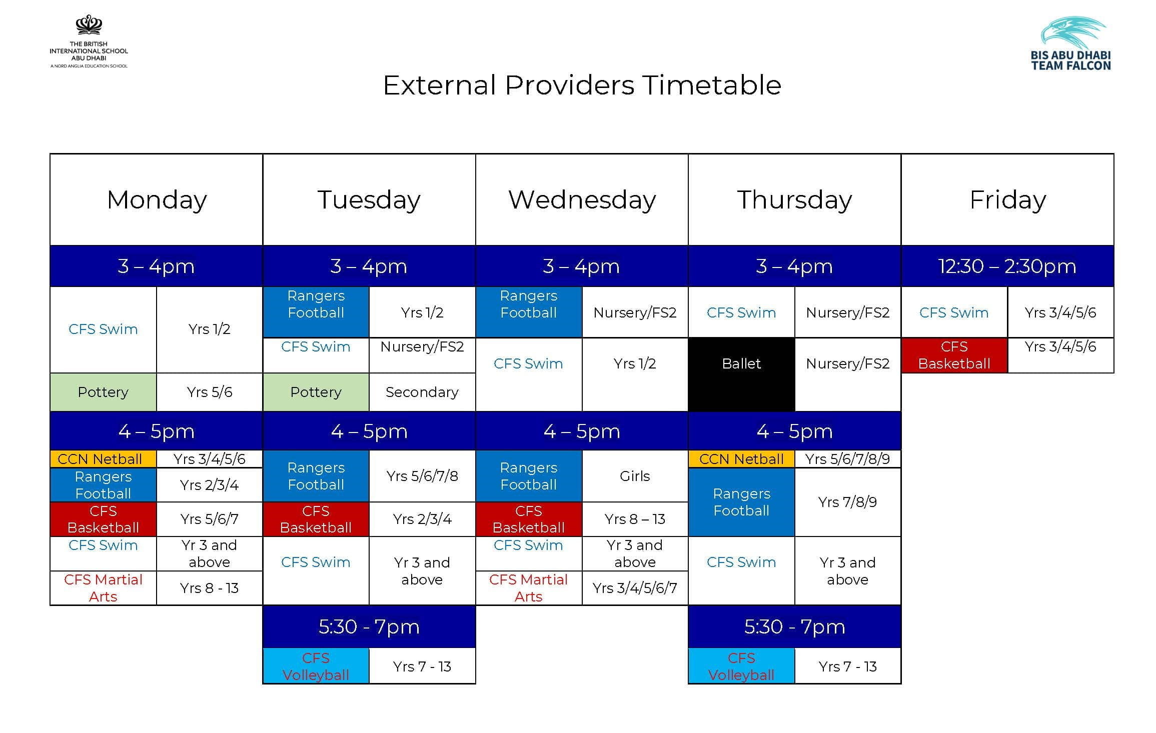 External CCA Programmes - External CCA Programmes