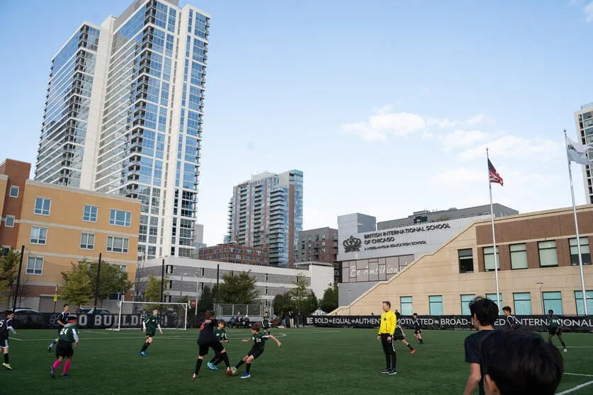 Our quintessentially British outdoor soccer field invites students from all backgrounds to come together for what the Brits call “the Beautiful Game.”