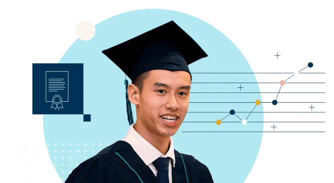 Student in Cap and Gown graphic